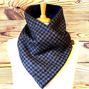 Col van puur Britse pied-de-poule tweed met dogtooth-ruitpatroon, nekwarmer, Keltische sjaal, snood, handgemaakte nekomslag, nekgaiter.
