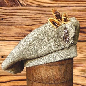 Harris Tweed® Grey Beret, Tam 0&#39; Shanter, Grey Highlander Tam, Men&#39;s Scottish Tam, Scottish Bonnet, Military beret.