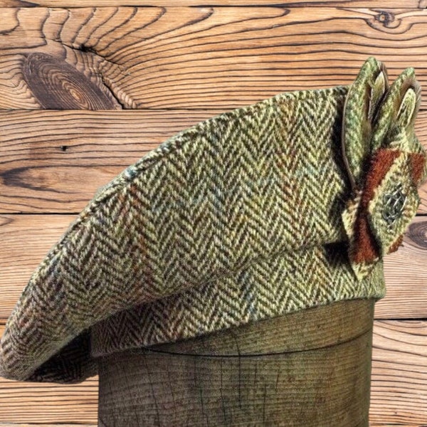 Harris Tweed® Beret/Tam 0' Shanter, Celtic hat, Outlander Tam, Men's Scottish Tam, Scottish Bonnet. Balmoral.