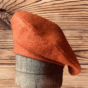 Harris Tweed® Burnt Orange tweed Beret/Tam 0' Shanter. Celtic hat. Balmoral. Highlander Tam. Men's Scottish Tam. Scottish Bonnet. image 4