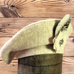 Harris Tweed® Beret/Tam 0' Shanter. Celtic hat. Cream/Oatmeal Beret. Highlander Tam. Scottish bonnet. Balmoral hat. Balmoral.