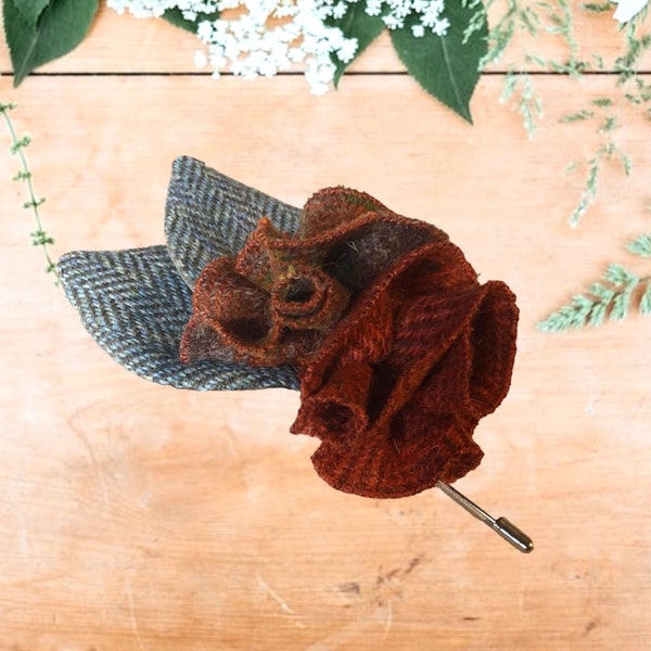 Harris Tweed® Handmade Wedding lapel pin, buttonhole, corsage, boutonnière.