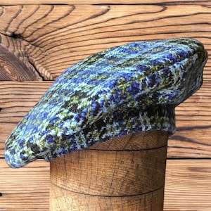 SALE ITEM:- Scottish wool tartan green tartan check Beret/Tam 0&#39; Shanter, Highlander Tam, Balmoral, Men&#39;s/Women’s Scottish Tam, Bonnet.