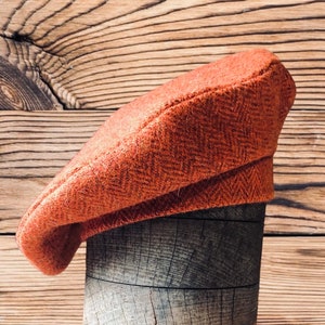 Harris Tweed® Burnt Orange tweed Beret/Tam 0' Shanter. Celtic hat. Balmoral. Highlander Tam. Men's Scottish Tam. Scottish Bonnet. image 2