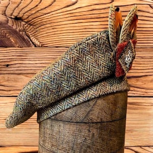 Harris Tweed® Beret/Tam 0&#39; Shanter. Celtic hat. Highlander Tam. Men&#39;s Scottish Tam. Scottish Bonnet. Tammie. Balmoral.