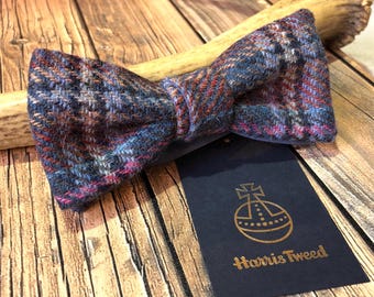 Färdigknuten fluga i Harris Tweed. Fluga i Highland Tartan Tweed. Bröllopsslips. Skotskt höglandsplagg. Handgjord slips för män.