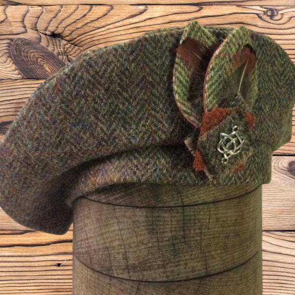 Béret Harris Tweed®/jarretelle Tam 0 pi. Chapeau celtique. Highlander Tam. Tampon écossais homme. Bonnet écossais. Tammie. Balmoral.