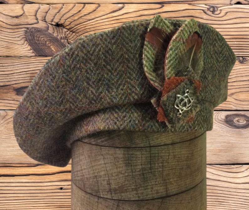 Harris Tweed® Beret/Tam 0' Shanter. Celtic hat. Highlander Tam. Men's Scottish Tam. Scottish Bonnet. Tammie. Balmoral. image 1