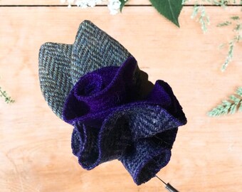 Harris Tweed® Handgefertigte Hochzeits-Reversnadel, Knopfloch, Corsage, Boutonnière.