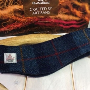 Harris Tweed® Ear warmers, Blue tweed headband, Scottish ear muffs, Tartan Plaid hairband, tweed hair accessories. image 3