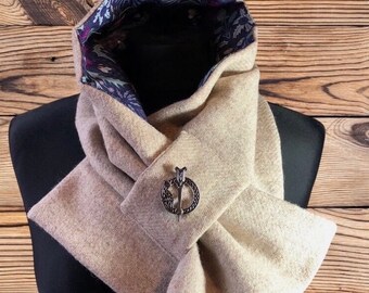 Harris Tweed® Scottish wrap, cream tweed Scarf, Cowl, Snood, Neck warmer, Spring summer scarf, gift for Mum.