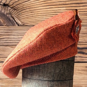 Harris Tweed® Burnt Orange tweed Beret/Tam 0' Shanter. Celtic hat. Balmoral. Highlander Tam. Men's Scottish Tam. Scottish Bonnet. image 1