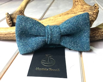 Harris Tweed® Harris tweed bow tie, Teal blue bow tie, Liberty print bow tie, Teal tweed wedding tie, Grooms, Groomsmen bow tie.