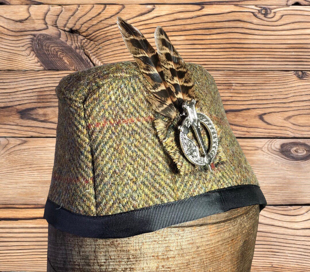 Harris Tweed® Glengarry, Green Glengarry, Scottish Highland Cap