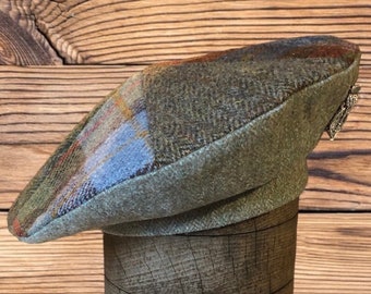 Harris Tweed® Beret. Tam 0' Shanter. Celtic hat. Patchwork beret. Highlander Tam. Men's Scottish Tam. Women’s Tammie.