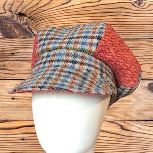 Czapka Baker Boy z czystej wełny, beret z czapki Newsboy Peaked. Czapka męska z tweedu w szkocką kratkę w jodełkę w kolorze rdzawym.