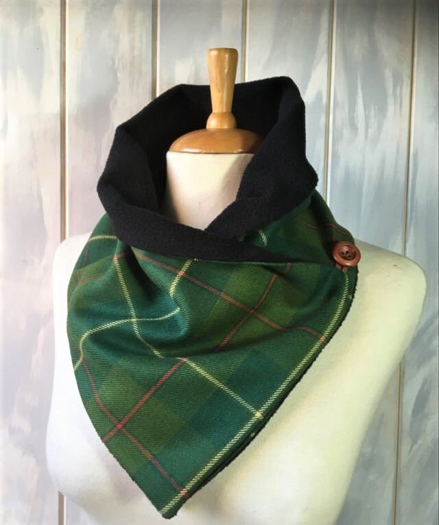 Scottish Green Wool Tartan/plaid Scarf/snood/neck Warmer With | Etsy UK