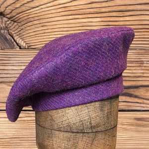 Harris Tweed® Purple Heather Beret, Tam 0' Shanter, Highlander Tam, Men's Scottish Tam, Scottish Bonnet. Military beret. Balmoral. image 2