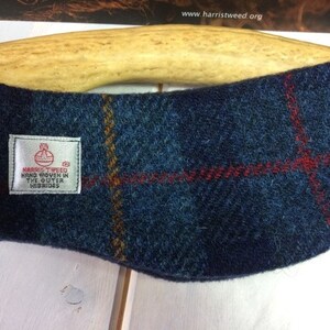 Harris Tweed® Ear warmers, Blue tweed headband, Scottish ear muffs, Tartan Plaid hairband, tweed hair accessories. image 2