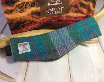 Harris Tweed® Ear warmers, turquoise tweed hairband, turquoise teal tartan headband, turquoise hair accessories.