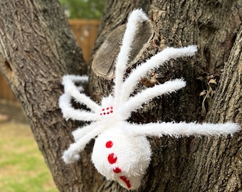 Giant Crochet Furry Albino Spider