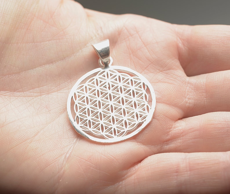 symbolic jewelry, Tribal pendant Seed of life Silver brass necklace Flower of life pendant Mandala pendant