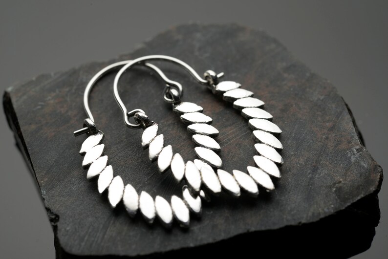 Beautiful silver hoop earrings Simple hoops Silver drop earrings Angle earrings