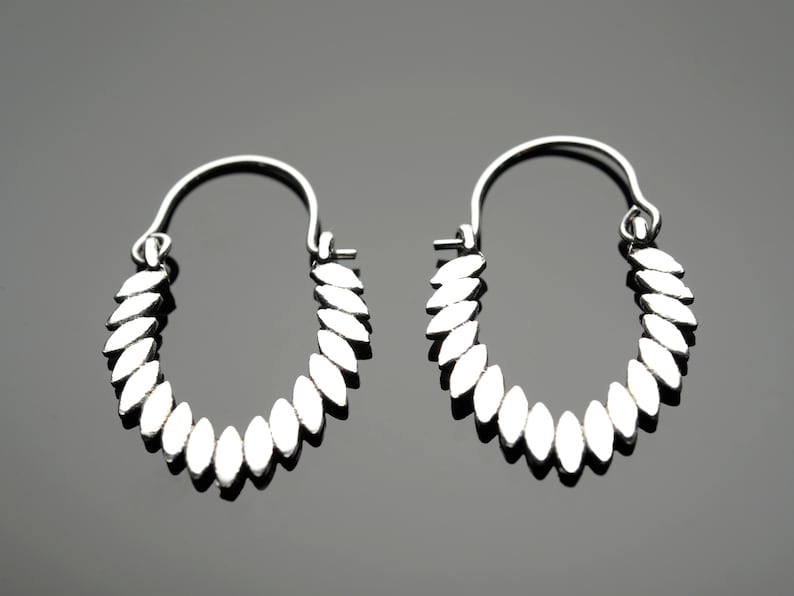 Beautiful silver hoop earrings Simple hoops Silver drop earrings Angle earrings