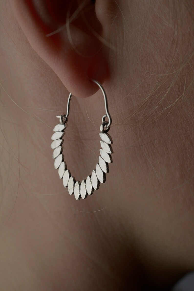 Beautiful silver hoop earrings Simple hoops Silver drop earrings Angle earrings