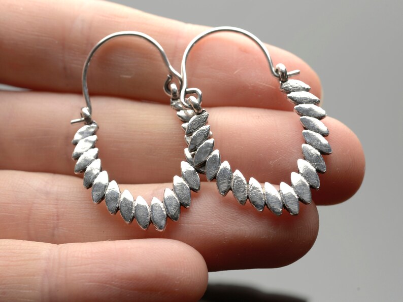 Beautiful silver hoop earrings Simple hoops Silver drop earrings Angle earrings