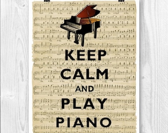 Art piano garder calme Art, impression de calme garder, Keep calm jouer Piano, Piano à queue impression, Keep calm cadeau pour les musiciens et les pianistes, les joueurs de piano