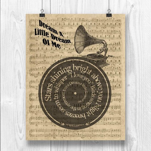 Dream a Little Dream of Me Print Song Lyrics in Spiral Over - Etsy