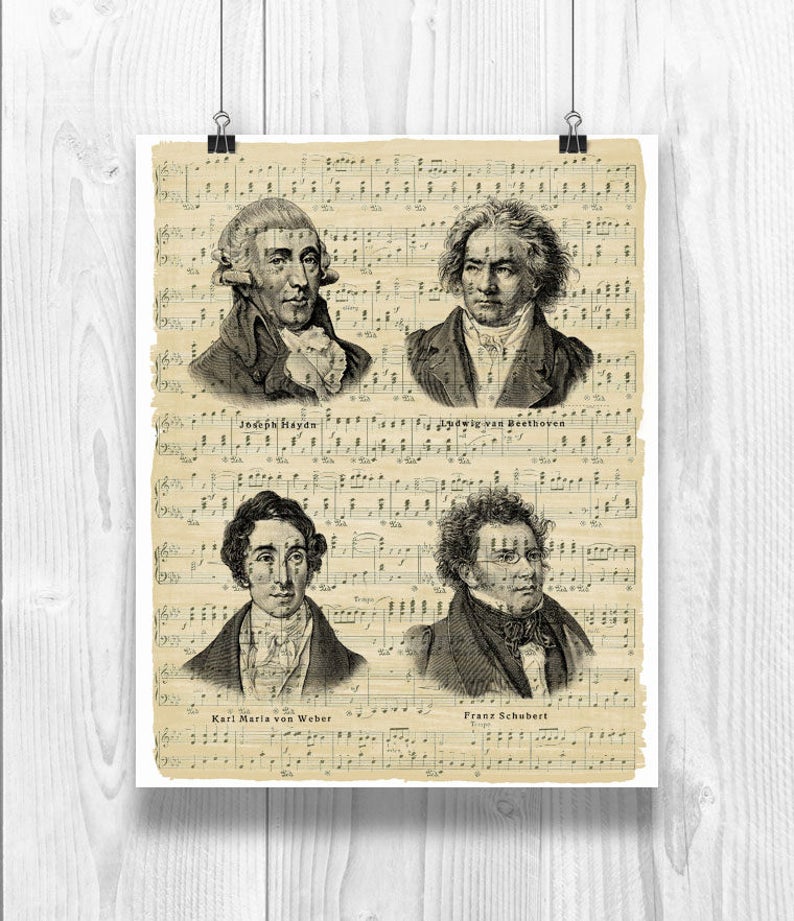 Music Art, Music Composers Print, Music Gift, Gift for Musician