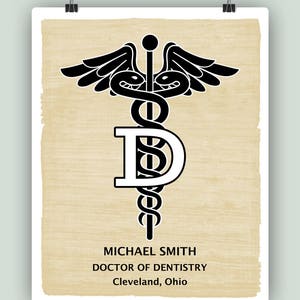 Doctor of Dentistry Art, PERSONALIZED Dentist Print, Gift for odontologist, Dentist waiting room decor, Dentist office, Graduation gift. PAPYRUS