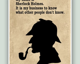 Sherlock Holmes, Sherlock poster, Sherlock print, Sherlock wall art , Sherlock quote, Sherlock Holmes art, Detective Sherlock, Baker Street