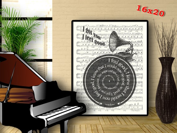 James Brown Print I Got You I Feel Good Lyrics In Spiral Etsy