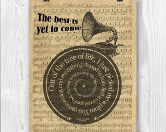 PRINTABLE Frank Sinatra Print, The best is yet to come, Lyrics in spiral over noten reproduktion, Song Poster Hochzeitslied, DIGITAL