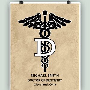 Doctor of Dentistry Art, PERSONALIZED Dentist Print, Gift for odontologist, Dentist waiting room decor, Dentist office, Graduation gift. ANTIQUED