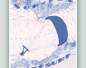 Cadeau pour Kitesurfeurs, Tarifa kitesurf, Map Art, SUN-FLY-KITESURF, Affiche d’aventure, Décor de Kitesurf, Cadeau Kitesurfer, Impression kitesurf