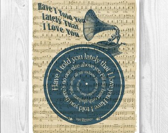 Have I Told You Lately Song Lyric Print Vintage Sheet Music Poster Music Room Decor