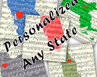 Any state Map, Any Silhouette music poster, Any country Dictionary Art, Map Music Art, Wedding, Established, Anniversary, Hearted city NY
