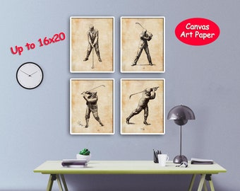 Golf decor, Golfers poster, Retro Golf, gift for golfers, Golf Resort decor, Golf Gifts for men,  Golf course Canvas 16x20, FREE SHIPPING