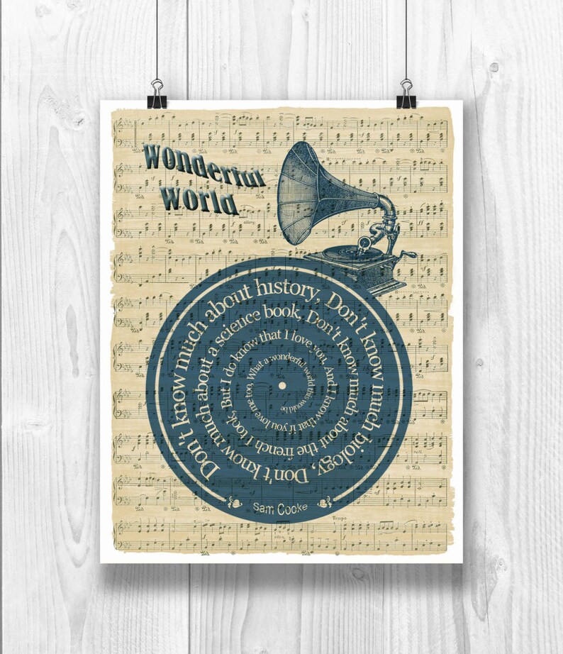 PRINTABLE Wonderful World Song Lyrics Sam Cooke Print Sam | Etsy