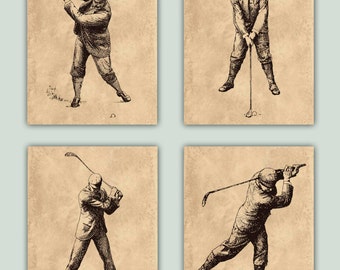 Golf kunst, het is niet AFGEDRUKT, het is DIGITALE KOPIE, Golf decor, Retro golf, 4 golf prints, gift golf, Golf Golfer, Golfing speler cadeau