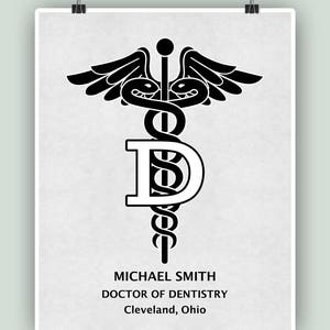 Doctor of Dentistry Art, PERSONALIZED Dentist Print, Gift for odontologist, Dentist waiting room decor, Dentist office, Graduation gift. OFF WHITE