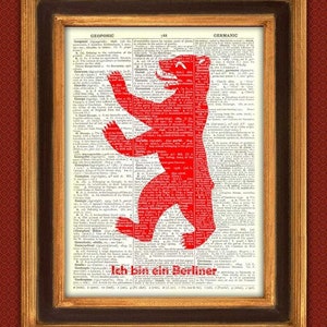 Ich bin ein Berliner Poster, President Kennedy saying in Berlin, Germany, Bear silhouette symbol of Berlin image 4