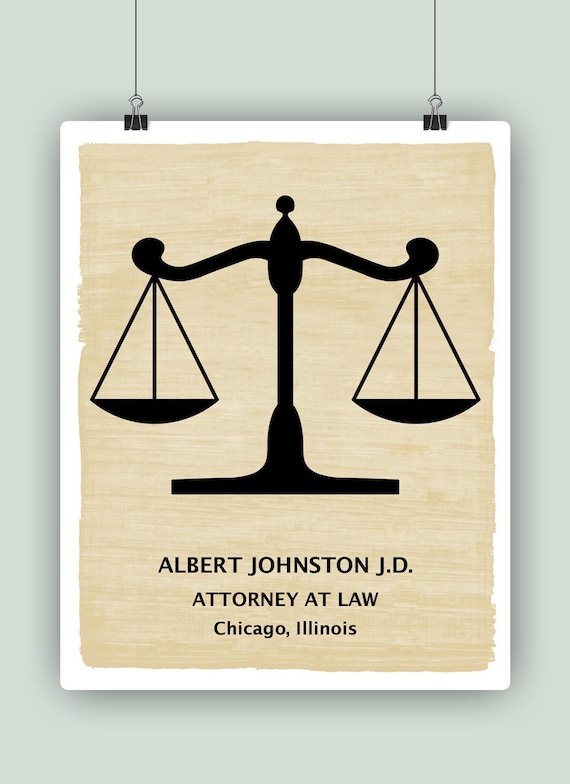 Attorney at Law PERSONALIZED Lawyer Print Jurist Art Gift for