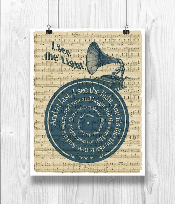 I See The Light Tangled Lyrics In Spiral Sheet Music Etsy
