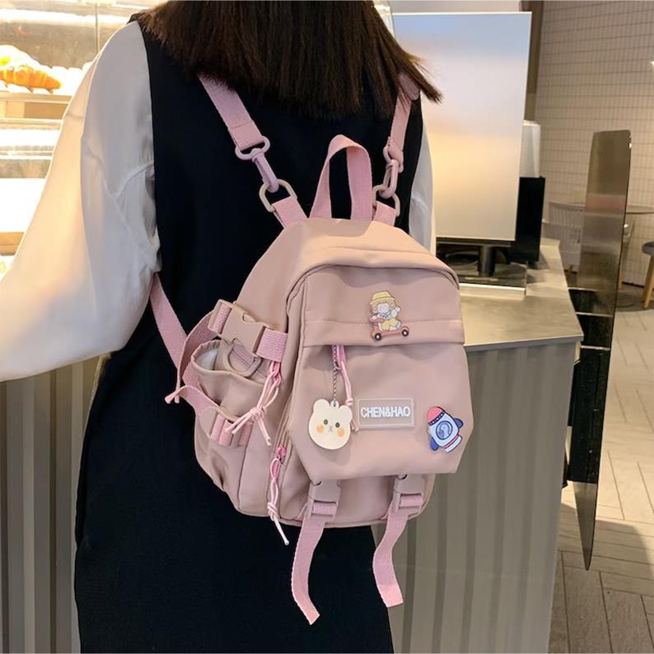 Sanrio Hello Kitty Bags Student School Bag Luxury Design Backpacks Women  Cartoon Pink Double Shoulder Bags Y2k Fashion Backpack