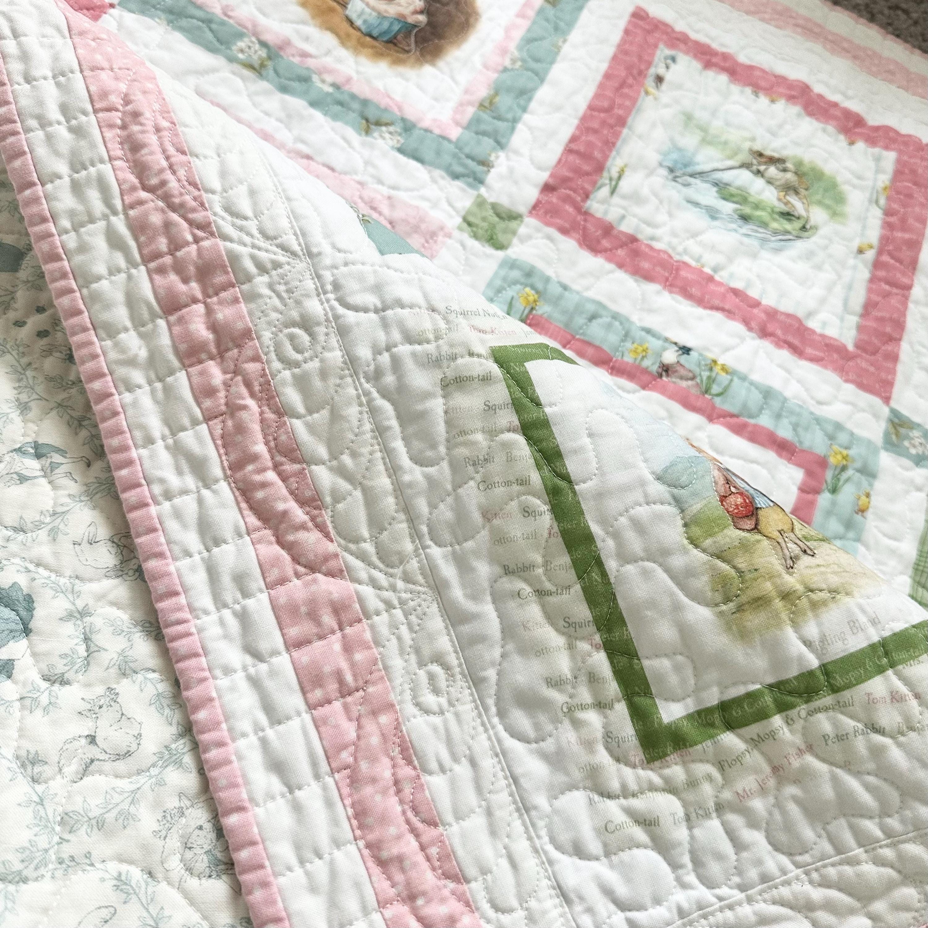 Peter Rabbit Panel Baby Quilt: Handmade Cotton Patchwork Print, 47